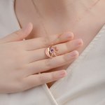Personligt halsband med mån- och solhänge med födelsesten Alla hjärtans dag födelsedag årsdag present till kvinnor flickvänner fruar