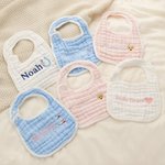 Personalized Embroidery Horseshoe Heart Baby Bibs with Name Feeding Accessory Baby Shower Gift for Baby Kid
