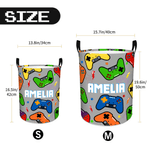 Personalised Gamepad Waterproof Laundry Basket with Handle and Name Bedroom Laundry Room Birthday Gift for Boy Kid Game Lover