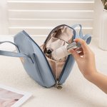 Sac de Maquillage Portable en Cuir PU Personnalisé avec Nom Fleur de Naissance Accessoire de Grande Capacité Multi-compartiment Cadeau pour Femme