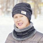 Personalised Birth Flower Knitted Slouchy Beanie Hat and Neck Warmer Set with Name Outdoor Activity Accessory Birthday Christmas Gift for Men Women