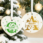 Personalised Christmas Theme Initial Ceramic Christmas Ornament with Name Christmas Decor Gift for Family Friends