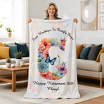 Personalizada Mariposa Floral Suave manta con el nombre y la inicial y el año Decoración del hogar Regalo de jubilación para las mujeres jubiladas