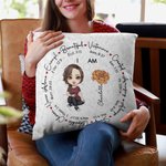 Personalized Birth Flower Bible Cartoon Character Throw Pillow Cover with Name and Text Home Decor Christmas Birthday Gift for Christian Family