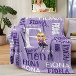 Personalized Family Word Cloud Cartoon Character Soft Throw Blanket with Name and Initial Home Decor Ship from USA Birthday Gift for Family Friends