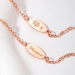 Bracelet en Argent Sterling Personnalisé avec Nom et Fleur de Naissance Gravés Cadeau d'Anniversaire pour Bébé Nouveau-né