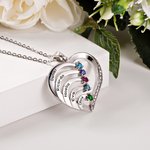 Collar personalizado con forma de corazón 1 a 6 nombres grabados y piedras de nacimiento regalo de cumpleaños para mamá y abuela