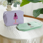 Personalised Cartoon Cheerleading Character Stripes Makeup Bag with Name Travel Essentials Game Day Team Gift for Cheerleaders Coaches