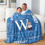 Personalized Family Word Cloud Cartoon Character Soft Throw Blanket with Name and Initial Home Decor Ship from USA Birthday Gift for Family Friends