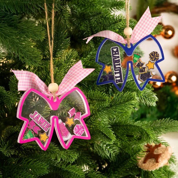 Personalized Bow Shape Christmas Shake Ornament with Name Home Tree Decor Christmas Gift for Cheerleaders Coaches