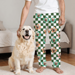 Personalised Multicolour Plaid 1-4 Pet Face Photos Women Men Pyjama Pants Party Birthday Gift for Pet Owners Lovers
