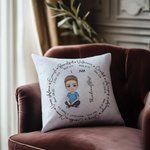 Personalized Birth Flower Bible Cartoon Character Throw Pillow Cover with Name and Text Home Decor Christmas Birthday Gift for Christian Family