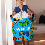 Personalised Gamepad Waterproof Laundry Basket with Handle and Name Bedroom Laundry Room Birthday Gift for Boy Kid Game Lover