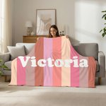 Manta suave personalizada con rayas clásicas y colores vibrantes con nombre decoración para el hogar regalo de cumpleaños para familia y amigos 4