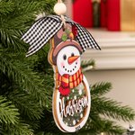 Personalizzato pupazzo di neve fiocco di neve nome ornamento in legno con anno e nastro carino albero di Natale Decor Festival regalo per la famiglia bambini