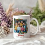 Personalized Christmas Wreath Red Berries 11 oz 15 oz Photo Ceramic Mug with Text Christmas Gift for Friends Family