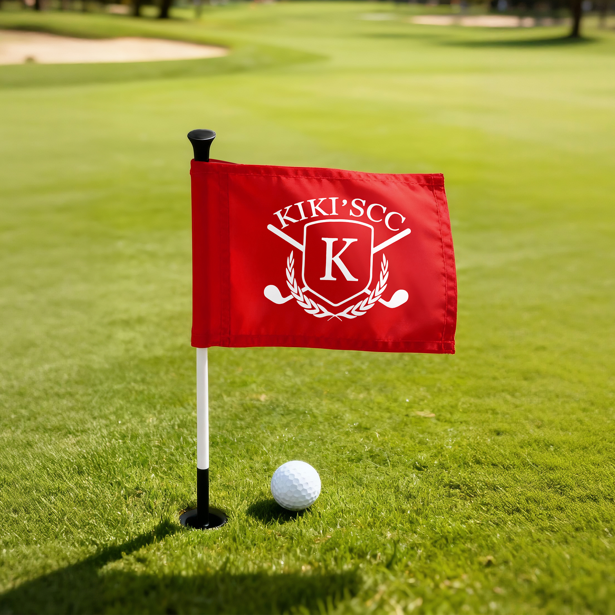 Personalisierte Golf Logo Monogramm Multicolor Flagge Putting Green Golfplatz Zubehör Turnier Spiel Tag Geburtstag Geschenk für Golf-Enthusiasten Golfspieler