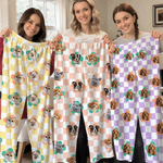 Personalised Multicolour Plaid 1-4 Pet Face Photos Women Men Pyjama Pants Party Birthday Gift for Pet Owners Lovers
