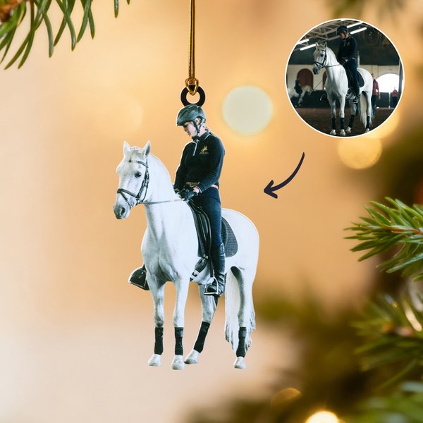 Personalized Horse Riding Photo Acrylic Keychain Ornament Home Decor Christmas Birthday Gift for Equestrian Enthusiasts