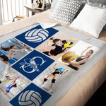 Personalised Ball Sports 9-Grid Photos Multicolour Soft Throw Blanket with Name and Initial Christmas Birthday Gift for Athletes Sports Lovers