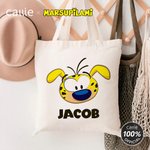 Personnalisé Cartoon Marsupilami Sac en toile réutilisable avec Nom Shopping Utilisation Fête des Mères Cadeau pour Femme | Callie × Marsupilami®