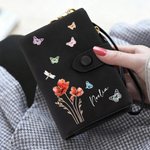 Cartera de cuero PU personalizada con nombre flores y mariposas en acuarela regalo de cumpleaños para mujeres y niñas