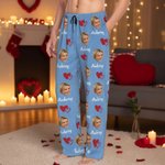 Pantalon de pyjama long personnalisé avec photos et nom - Cadeau anniversaire pour enfant femme homme et amoureux des animaux