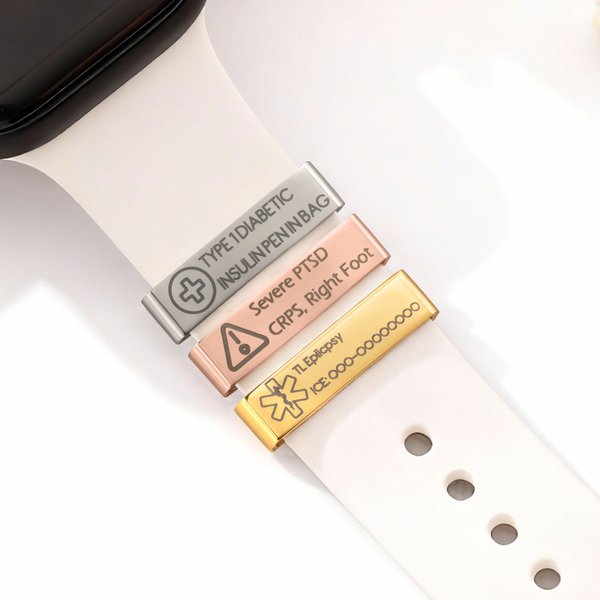 Personalized Medical Cross Stethoscope Caduceus Medical Alert ID Tag for Watch Band with Engraved Text Emergency Contact Gift for Diabetes Allergy