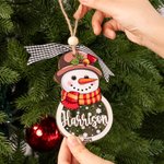 Personalizzato pupazzo di neve fiocco di neve nome ornamento in legno con anno e nastro carino albero di Natale Decor Festival regalo per la famiglia bambini