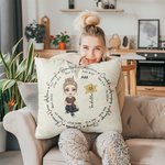 Personalized Birth Flower Bible Cartoon Character Throw Pillow Cover with Name and Text Home Decor Christmas Birthday Gift for Christian Family