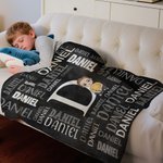 Personalized Family Word Cloud Cartoon Character Soft Throw Blanket with Name and Initial Home Decor Ship from USA Birthday Gift for Family Friends