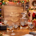 Personalised Christmas-Themed Whiskey Decanter with Engraved Name Daily Use Christmas Gift for Whiskey Lover