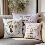 Personalized Birth Flower Bible Cartoon Character Throw Pillow Cover with Name and Text Home Decor Christmas Birthday Gift for Christian Family