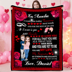 Personalizzato Rose Heart Cartoon Character Soft Throw Blanket con nome San Valentino Anniversario Regalo per gli amici della famiglia