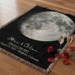 Personalised Star Map Moon Phase Soft Throw Blanket with Name Title Date and Location Home Decor Valentine's Day Wedding Anniversary Gift for Couple