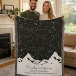 Personalised Star Map Moon Phase Soft Throw Blanket with Name Title Date and Location Home Decor Valentine's Day Wedding Anniversary Gift for Couple