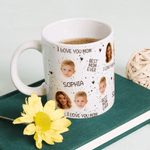 Mug personnalisé avec photo 11 oz 15 oz avec nom Fête des mères Fête des pères Cadeau pour les parents Grands-parents