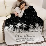 Personalised Star Map Moon Phase Soft Throw Blanket with Name Title Date and Location Home Decor Valentine's Day Wedding Anniversary Gift for Couple