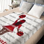 Couverture Douce Multicolore Personnalisée avec Motif Cheerleading Dessin Animé et Nom Cadeau Jour de Match pour Pom-Pom Girls et Entraîneurs