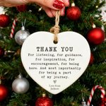 Personalised Heart Shape Thank You Ceramic Ornament with Name Home Decor Christmas Gift for Family and Friends