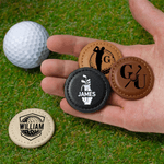 Silueta de golf personalizada Monograma Marcador magnético de bolas de golf de cuero de PU con inicial y nombre Club Cumpleaños Día del Padre Regalo para amantes del golf