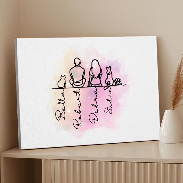 Silhouette personalizzata 1-6 linee Cani Gatti Quadro senza cornice con nome Regalo di compleanno e anniversario per i proprietari di animali domestici