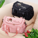 Personalized Gemstone Birth Flower Name Multi-Compartment Waterproof Weekend Bag with Shoulder Strap Travel Accessories Birthday Gift for Women Girls