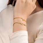 Personalizada Minimalismo Doble entrelazado iniciales pulsera con piedra de nacimiento Dainty Joyería Cumpleaños Aniversario de regalo para las mujeres
