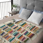 Personalizada Artística Retro Estantería Flores Silvestres Suave manta con nombre Regalo de cumpleaños para las mujeres amantes de los libros Ratones de biblioteca