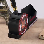 Personalised 3D Printed Firefighter Pen Business Card Holder with Name and Logo Office Desk Decor Appreciation Birthday Gift for Firefighter