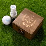 Elementos de golf personalizados Sello de bola de golf con inicial y caja de madera Accesorios de golf Regalo deportivo de cumpleaños para jugadores de golf