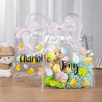 Personlig rosa sløyfebånd Fargerike påskeegg kyllinger Klar gavepose med navn Holiday Treat Packaging Påskefestgaver Gave til barn