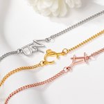 Personalizada Minimalismo Doble entrelazado iniciales pulsera con piedra de nacimiento Dainty Joyería Cumpleaños Aniversario de regalo para las mujeres