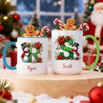 Gepersonaliseerde 325 ml / 445 ml Keramische Mok met Sneeuwpopmotief met Naam en Initiaal Dagelijks Gebruik Kerstcadeau voor Familie en Vrienden
